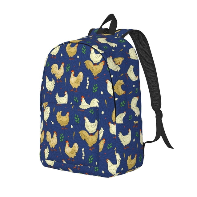Disketp Funny Chicken for Canvas Backpack for Hiking, Camping, Traveling, and Daily Use-Medium