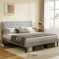 thumbnail image 2 of Miekor Furniture Light Grey Bed Frame with Adjustable Border Headboard Queen Size 122512, 2 of 6