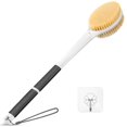 thumbnail image 1 of Depurador de espalda antideslizante para ducha: cepillo de baño de mango largo de 18.1 pulgadas con cerdas rígidas y suaves exfoliante corporal cepillado húmedo o seco para mujeres, hombres y ancianos, 1 of 1