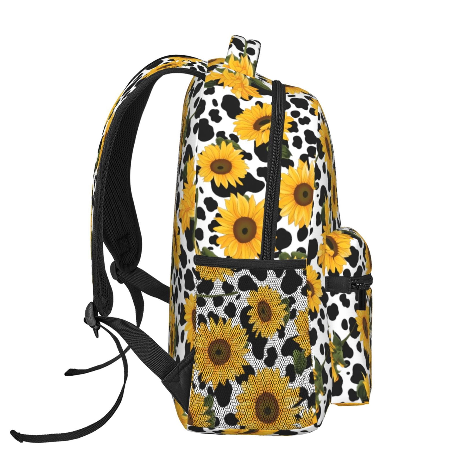 Xecao Cow Print Sunflower Backpack, a stylish and functional choice for both men and women, is the perfect basic bookbag for college, work, or travel