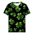 thumbnail image 2 of Uootdi T-Shirts à Manches Courtes pour Femmes Col Rond Imprimé Trèfle Usé Hauts Doux Tenue de Fête Cadeau, 2 of 7