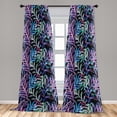 thumbnail image 2 of Botanical Window Curtains, Digital Shadows of Colorful Forest Leaf Prints Abstract Nature Pattern, Lightweight Decor 2-Panel Set with Rod Pocket, Pair of - 28"x63", Black and Multicolor, by Ambesonne, 2 of 3