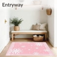 thumbnail image 3 of ODIKA 8'x10' Machine Washable Non-Slip Area Rug, Frosted Snowflake Medallion with Plaid Dots and Winter Flourishes High Traffic Rug with Pad, Pink, 639176, 3 of 8