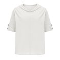thumbnail image 4 of Cute Sailor Collar Cotton Linen T-Shirt Women Button Trim Short Sleeve Casual Tee Tops Summer Lightweight Loose Fit Work Tees, 4 of 6