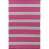 5' x 8' Nautical Highlife Hot Pink and White Shed-Free Area Throw Rug