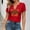 Red, variant on Shirts for Women Mexican Print Short Sleeve Notch V Neck Fiesta Top Tees for Women White L