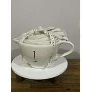Rae Dunn Measuring Cup set Ivory Ceramic includes 1-cup , 1/2-cup, 1/3- cup, 1/4-cup handles Black LL letters