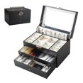 thumbnail image 1 of Casegrace Large Jewelry Storage Box Three layer Drawers Jewelry Organizer for Women Earrings Ring Makeup Storage Organizer Case, 1 of 9