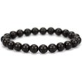 thumbnail image 1 of Natural Black Shungite Gemstone 8mm Round Beads Stretch Bracelet 7" Unisex, 1 of 3