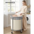 thumbnail image 2 of SONGMICS 50.2-Gallon (190 L) Laundry Basket with Wheels, Steel Frame and Removable Bag, 2 Locking Wheels, Dove Gray and Cream White, 2 of 5