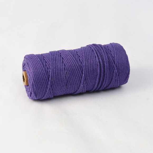 Namzi Cordón de macramé de 4 mm x 110 yardas, cuerda de algodón suave para macramé, suministros para manualidades, hilo de macramé para colgar plantas o colgar en la pared, color violeta.