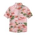 thumbnail image 2 of SSLR Big Boys Flamingos Hawaiian Shirt Button Down Shirt Short Sleeve Luau Shirt for Kids, 2 of 8