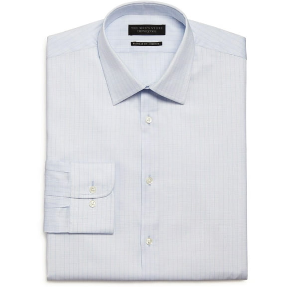 The Men's Store Mens Collared Adjustable Sleeve Button-Down Shirt Blue