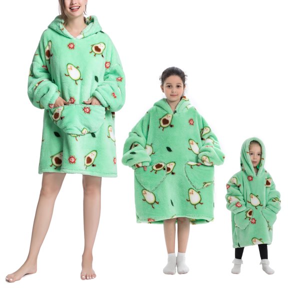 Oversized Hoodie Blanket Wearable Blanket Sweatshirt Plush Warm Cozy Fleece Top for Women Men Kids