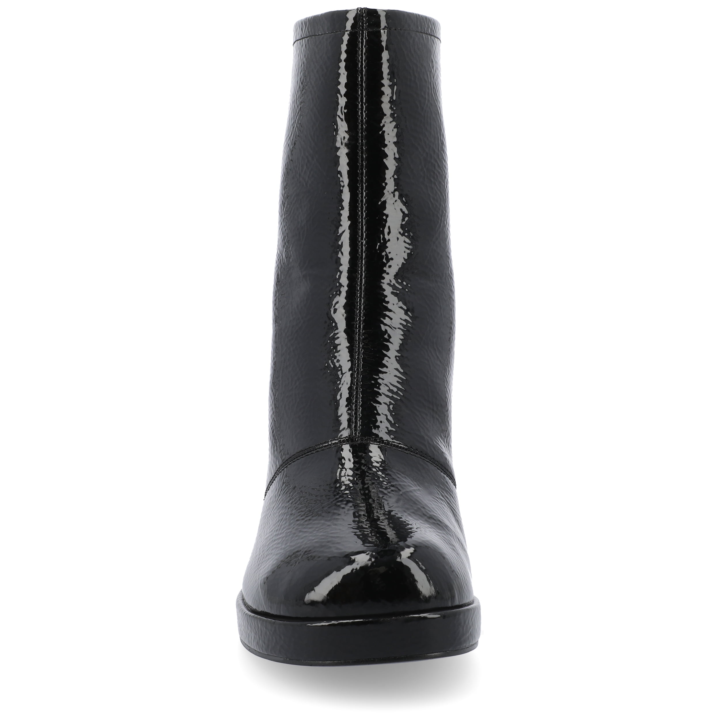 Journee Womens Aylani Crinkle Patent Vegan Leather Platform Booties