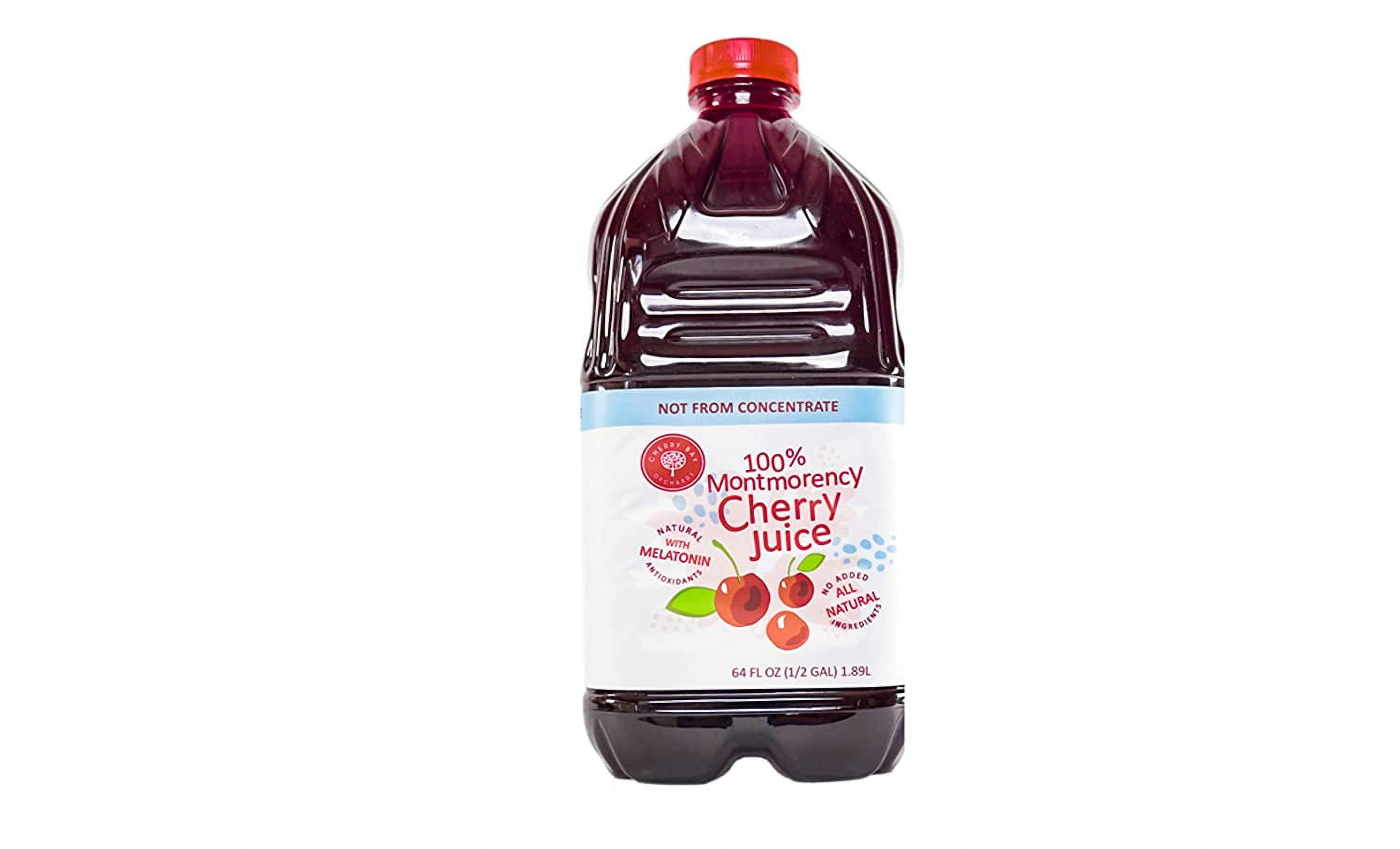 Cherry Bay Orchards Tart Montmorency Cherry Juice, 64 oz Bottle (2 Pack, total 128 ounces) - 100% Natural Tart Montmorency Cherry Juice - Not from Concentrate