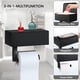 thumbnail image 2 of Soporte para papel higiénico negro, soporte para papel higiénico sin perforación con caja de pañuelos húmedos, soporte para papel higiénico con bandeja para baño, autoadhesivo o perforado, negro mate, 2 of 6