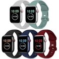 thumbnail image 1 of Paquete de 5 correas compatibles con Apple Watch de 38 mm, 40 mm, 41 mm, 42 mm, 44 mm y 45 mm, compatibles con iWatch Series 7, 6, 5, 4, 3, 2, 1 SE, para mujer y hombre, color negro/rojo vino., 1 of 5