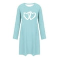 thumbnail image 4 of Taqqpue Women's Nightgowns Long Sleeve Crewneck Sleepshirts Sleepwear Valentines Gifts Casual Heart Print Pajama Dress, 4 of 6