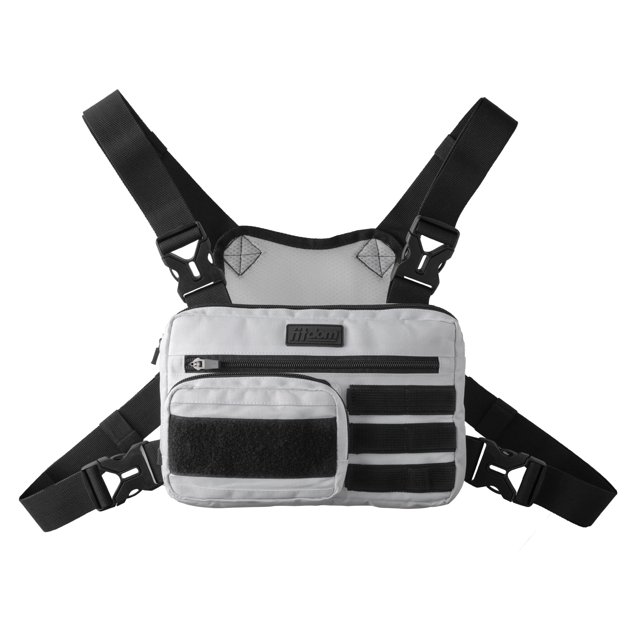 Fitdom - Mochila deportiva de inspiración táctica para hombre con soporte para teléfono integrado. Este chaleco con bolsa EDc Rig es perfecto para entrenamientos, ciclismo, senderismo (Rig Fit White)