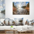 thumbnail image 3 of Designart Rocky Coast of Autumn Lake - Seashore Throw Pillow - 16x16, 3 of 4