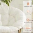thumbnail image 4 of Saucer Chair Round Foldable Furry Padded Moon Chair for Living Room White, 4 of 6