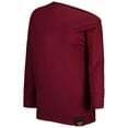 thumbnail image 2 of Women's KIYA TOMLIN Burgundy Washington Commanders Twisted Tri-Blend Asymmetrical 3/4-Dolman Sleeve Sweatshirt, 2 of 3
