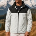 thumbnail image 4 of Ecqkame Men's Outdoor Jackets Waterproof Windproof Stand Collar Jacket Zip-Up Hiking Comfortable Casual Coat White M, 4 of 7
