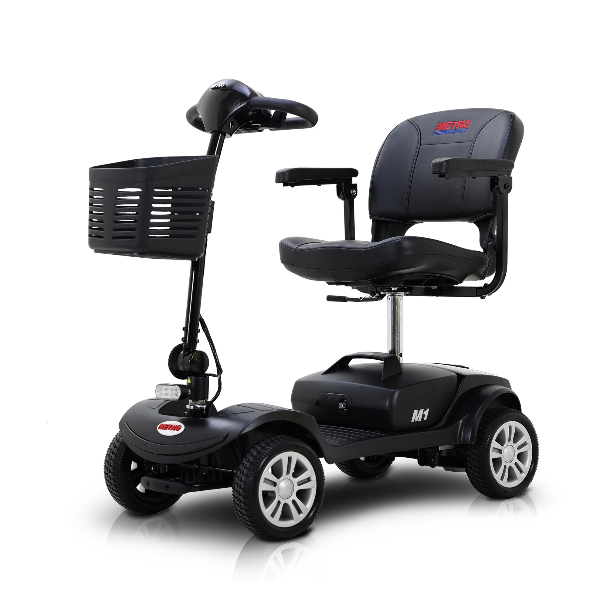 SEGMART Outdoor Mobility Scooters for Senior, 4 Wheel Mobility Scooter with Front & Rear LED Light, Motorized Electric Medical Carts for Adults, 10 Miles, 300lbs, Black, SS1896