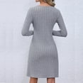 thumbnail image 3 of Gibobby Vestidos de sueter Vestido de manga larga con cintura abotonada y cuello en V de color sólido para mujer(Gris,CH), 3 of 4