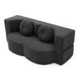 thumbnail image 4 of 2-In-1 Folding Sofa Bed with Pillow, Twin Sleeper Sofa, Floor& Futon Loveseat Couch, Foam Folding Mattress Sleeper for Living Room, Guest Use, Office, Apartment, No Assembly Required (Black), 4 of 11