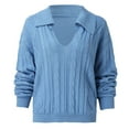 thumbnail image 4 of Vedolay Womens 2023 Sweaters Womens Casual Long Sleeve Sweaters Soft Loose Fit Pullover Sweater Tops,Blue L, 4 of 5