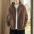 thumbnail image 4 of 2024 Fall Winter Warm Fleece Hooded Sweatshirt Mens Zip-up Coats With Hooded Casual Men Solid Long Sleeve Oversize Hoodie Jacket, 4 of 6