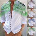 thumbnail image 4 of Men Casual Vintage Print Loose Long Sleeve Button Down Tops Blouse Dress Shirt, 4 of 8