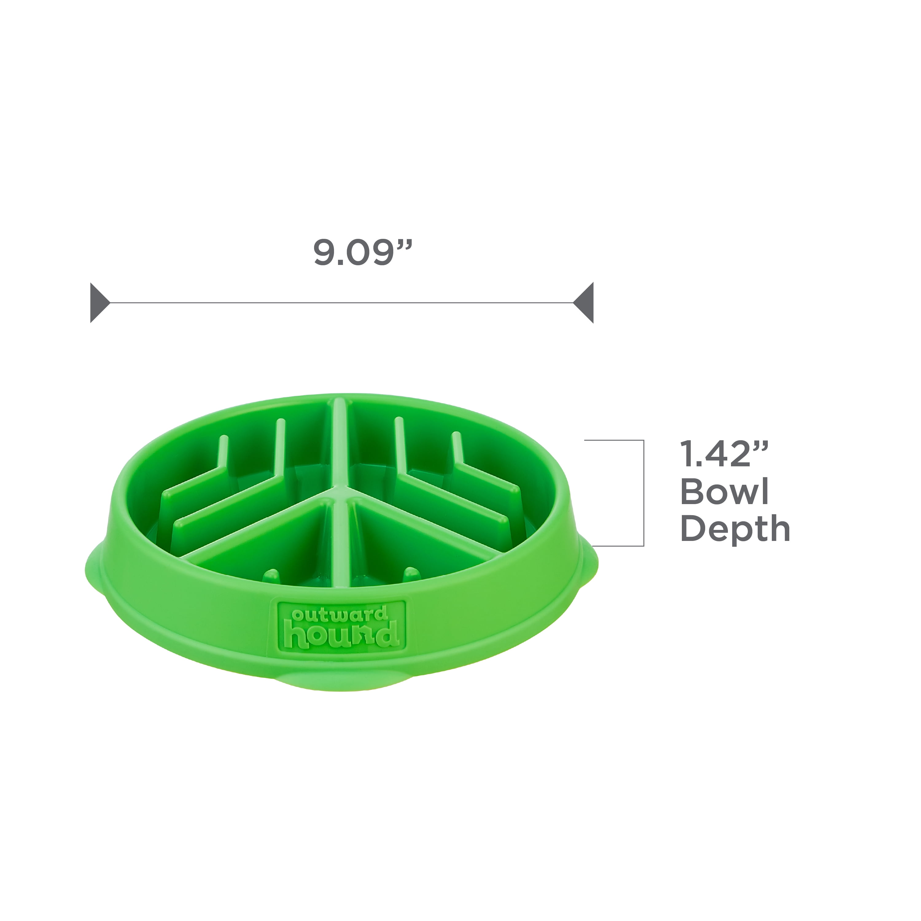 Outward Hound Fun Feeder Slo Bowl Peace, Medium, Green