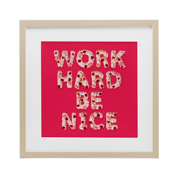 Stupell Industries Contemporary Work Hard Be Nice Birch Framed Print Under Glass, 16 x 16, by LISH Creative