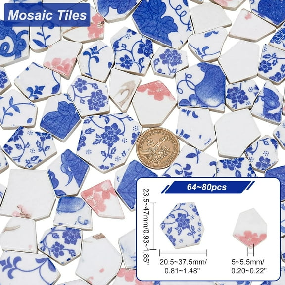 Mosaic Tiles Broken Ceramic Tiles Blue and White Irregular China Porcelain Glazed Mosaic Pieces 19.6x21inch