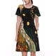 thumbnail image 1 of Easygdp Abstract Gold Floral Galaxy para Vestido Transpirable de Mujer, Vestido Suelto de Manga Corta con Pliegues y Bolsillos para el Verano, 1 of 6