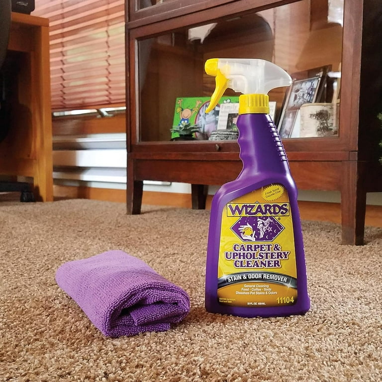 Wizards Carpet and Upholstery Cleaner - Multi Purpose Cleaner, Pet Stain  Remover and Odor Eliminator - Natural Disinfecting Spray and Pet Cleaner -  22 oz - Made in USA 