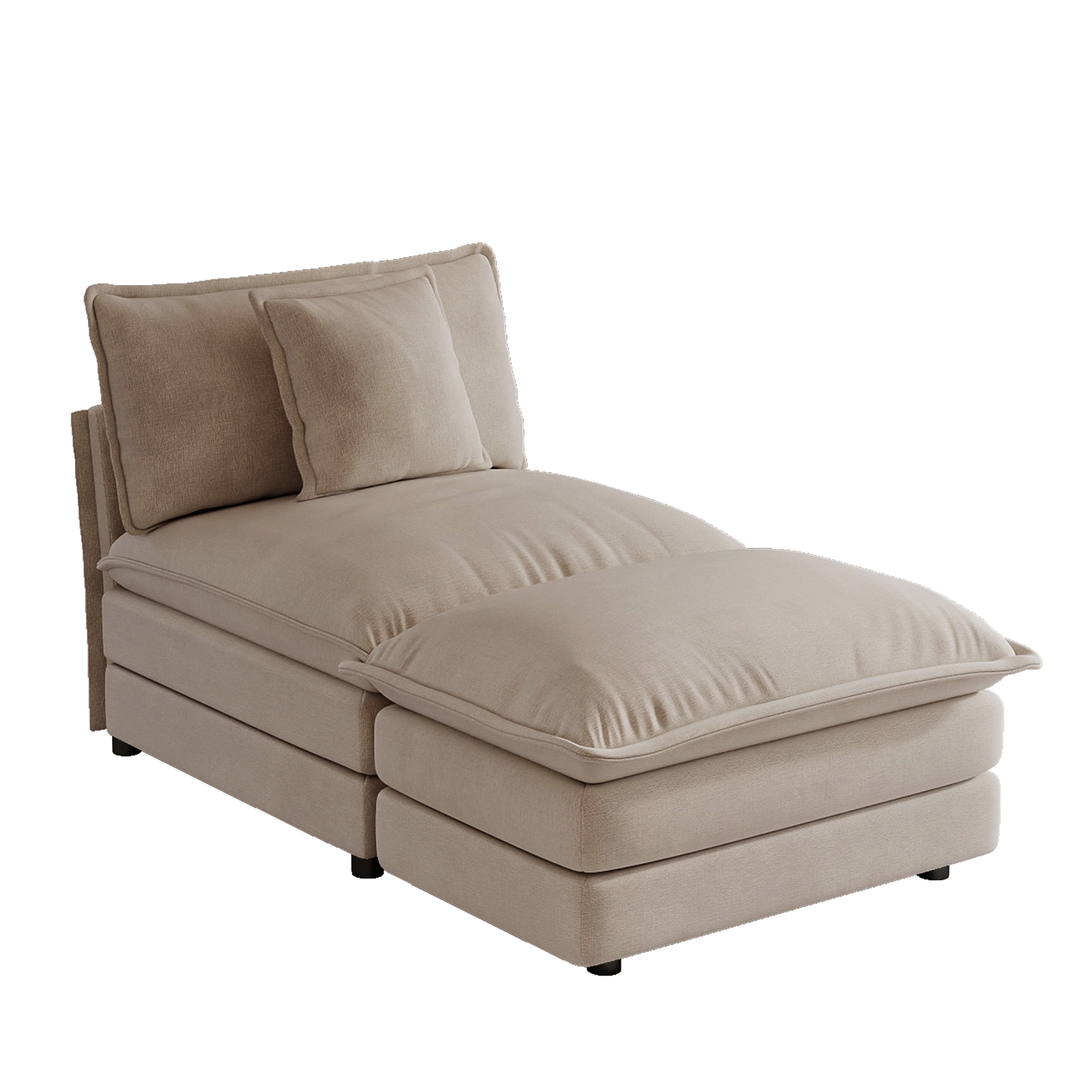 Sectional Sofas Light Coffee Armless 1-Seat & Ottoman