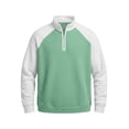 thumbnail image 3 of YOIAVAIOY Men's Quarter Zip Sweatshirts Waffle Knit Loose Fit Color Block Pullovers Stand Collar Sporty Casual Tops Green M, 3 of 6