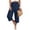 *Navy, variant on VBVC Women's Cotton Linen Capri Pants , Wide Leg Culottes Trousers For Women , Ladies' Summer Cropped Pants with Pockets, S-2XL