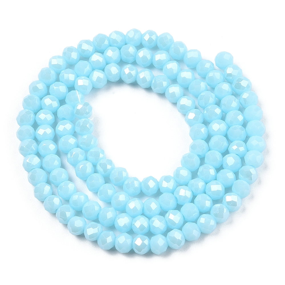 Electroplate Glass Beads Strands Pearl Luster Plated Faceted Rondelle Light Blue 10x8mm Hole: 1mm about 63~65pcs/strand 49~50cm