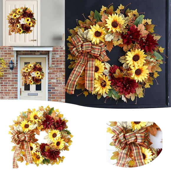 Plentiful Festival Country Sunflower Wreath Enduring Home Door Decoration Autumn Wreath Thanksgiving Ornament Sparkly Easter Eggs New Haven Ornament Christmas Snowman Decorations