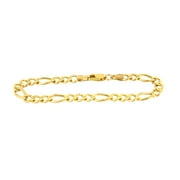 Real 10k Yellow Gold Hollow Figaro Bracelet 2.5mm, 7" to 10" (8")