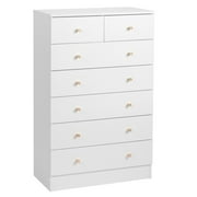 UBesGoo 7 Drawer Wood Dresser for Bedroom, Chest of Drawers, Storage Organization Unit for Clothing, White