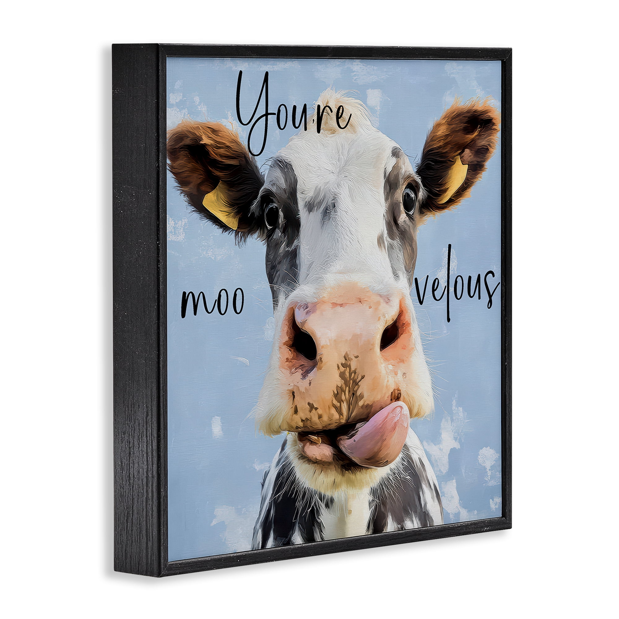 Stupell Industries You're Moo-velous Cow Black Framed Giclee Art, design by Kim Curinga