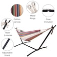 thumbnail image 2 of Lazy Daze 9-ft. Brazilian Double Hammock with Stand, Pillow, and Carrying Case, Blue/Green Striped, 2 of 8