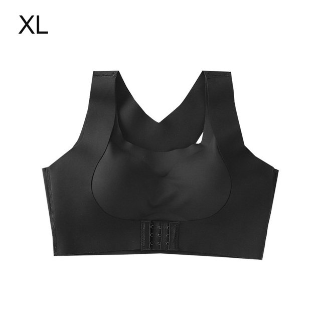 Sujetador de mujer Hacer subir Elastic Acolchado Hebilla delantera Sujetador deportivo Ropa interior antideslizante inalámbrica, Negro, XL Monstrate AP001020-05