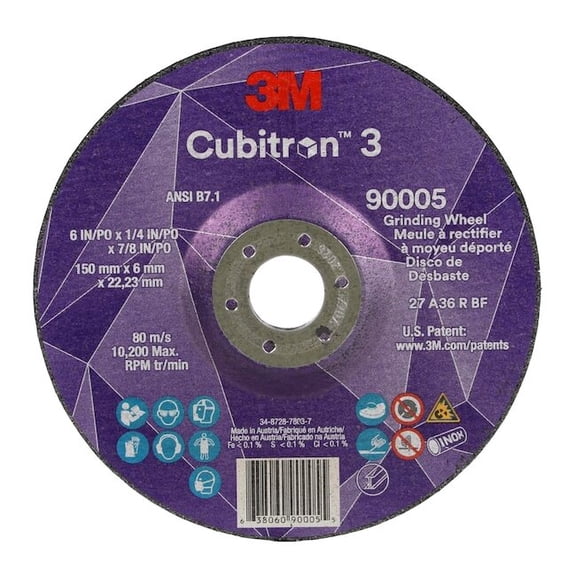 3m Cubitron Depressed Center Grinding Wheel,36 Grit 90005